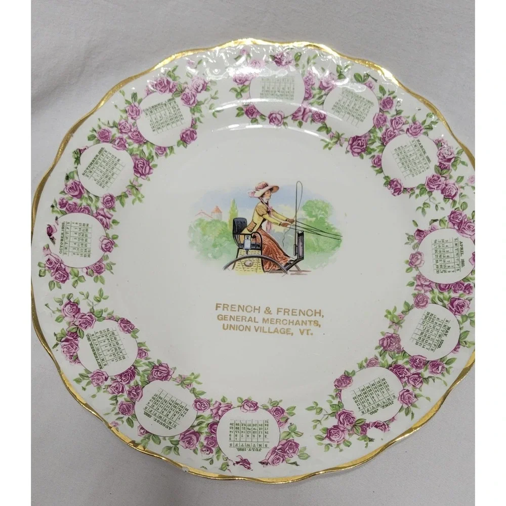 Antique 1910 advertising calendar plate produced for 